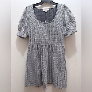 LOFT Black and White Patterned Mini Dress